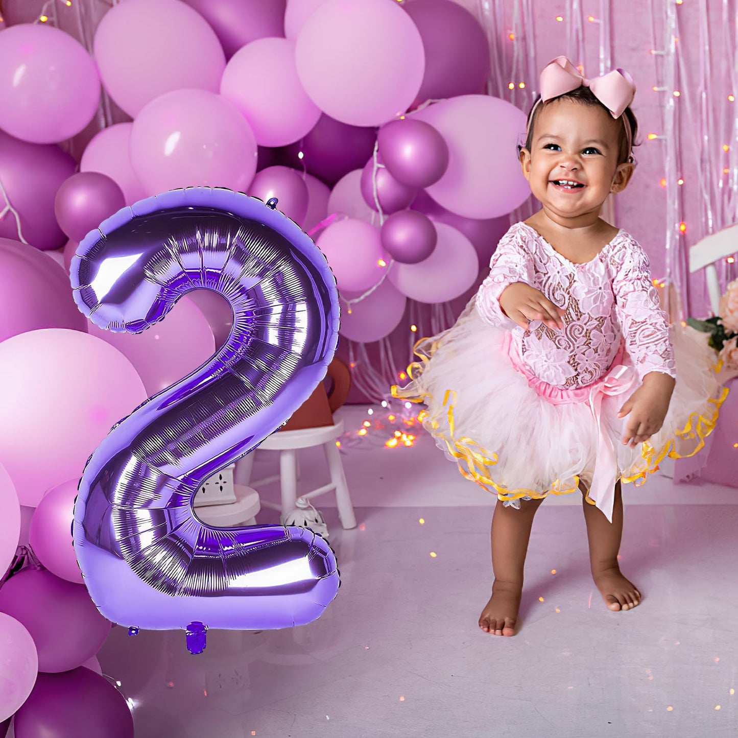 1 Number Balloon Purple 40 inch Big Foil Mylar 1st Balloons for 1 Year Old Boy Girl Birthday Party Decorations Wedding Anniversary Events Supplies