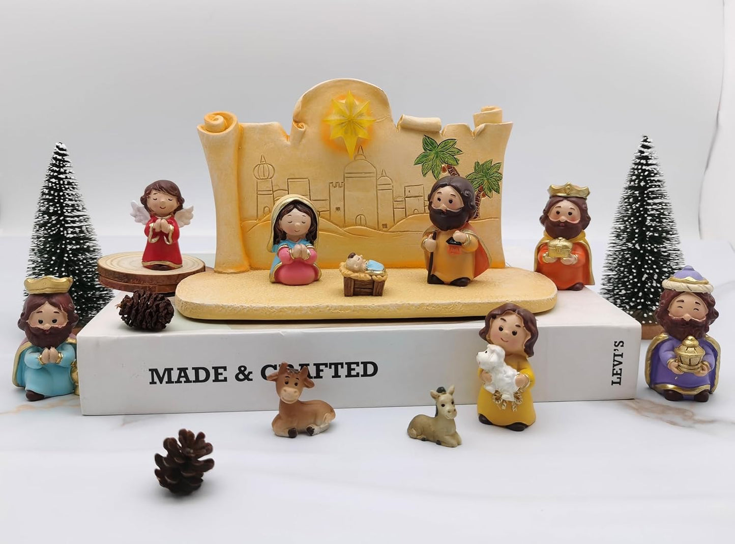 Miniature Holy Family Nativity Figurine - 2.56 Inch Tabletop Christmas Decoration