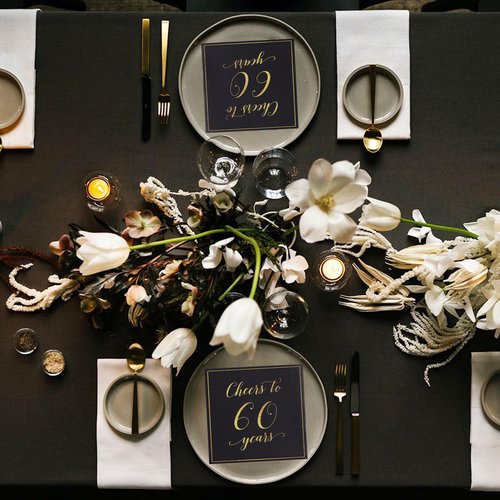 Heyiminy 20 Pack Cheers to 60 Years Napkins, Black and Gold 60th Birthday Napkins, 13 * 13 Inch Disposable Paper Cocktail Dinner Napkins for Birthday Wedding Anniversary Party Decorations (60 Years)