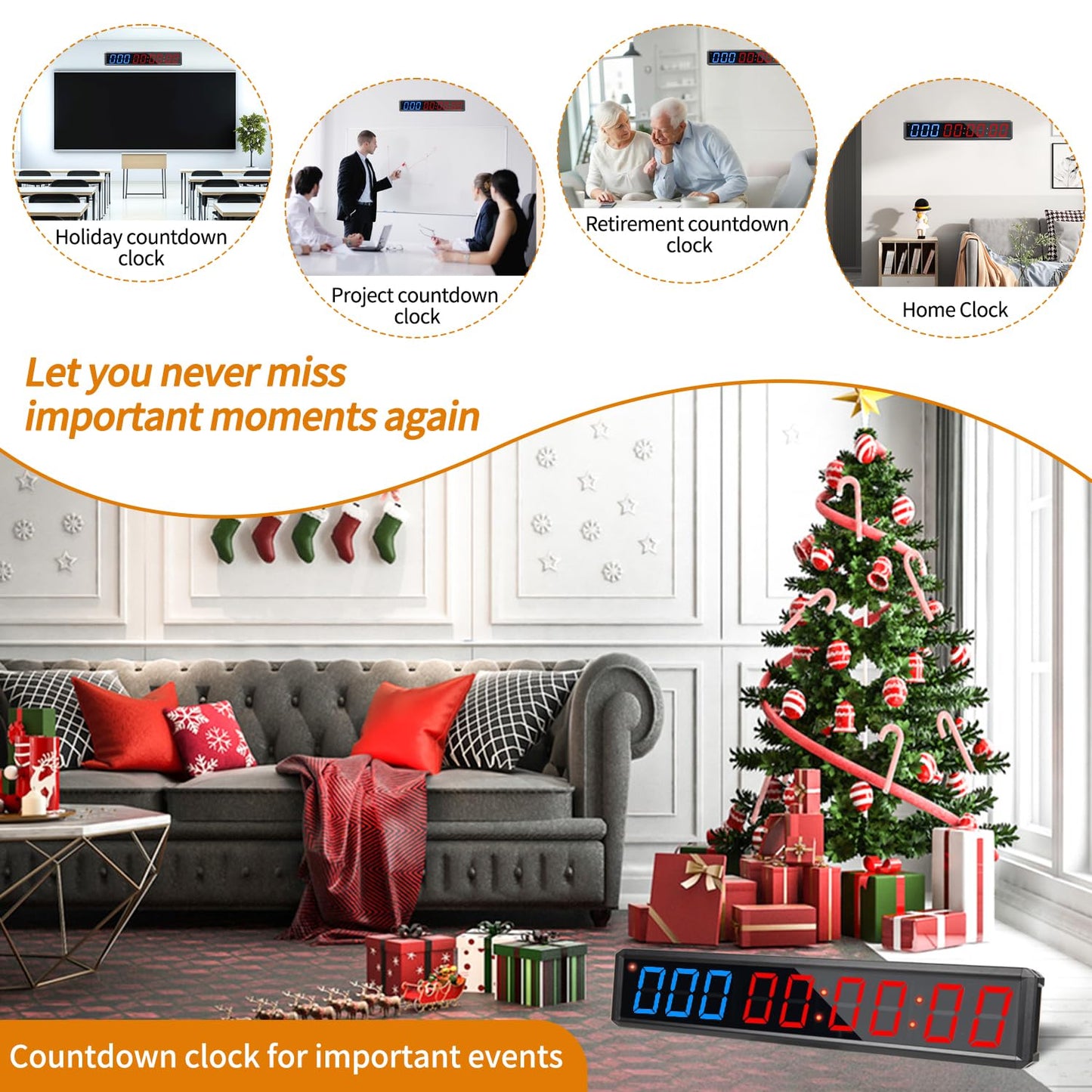 SMAHEAT LED Countdown Clock, 999 Days, 23 Hours, 59 Minutes, 59 Seconds, Event Countdown Clock/Factory Accepts Your Exclusive Customization (2.1 inches 3 Blue+6 red)