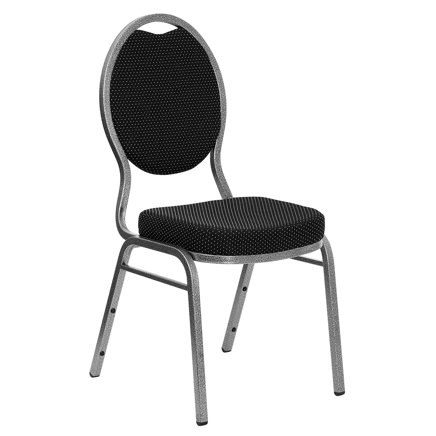 Flash Furniture HERCULES Series Teardrop Back Stacking Banquet Chair in Black Patterned Fabric - Silver Vein Frame