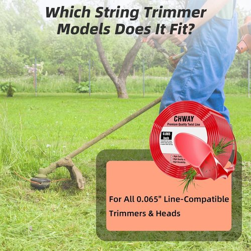 065 Weed Wacker String - 280FT Twisted Trimmer Line for Heavy Grass & Weeds | Premium Red Nylon