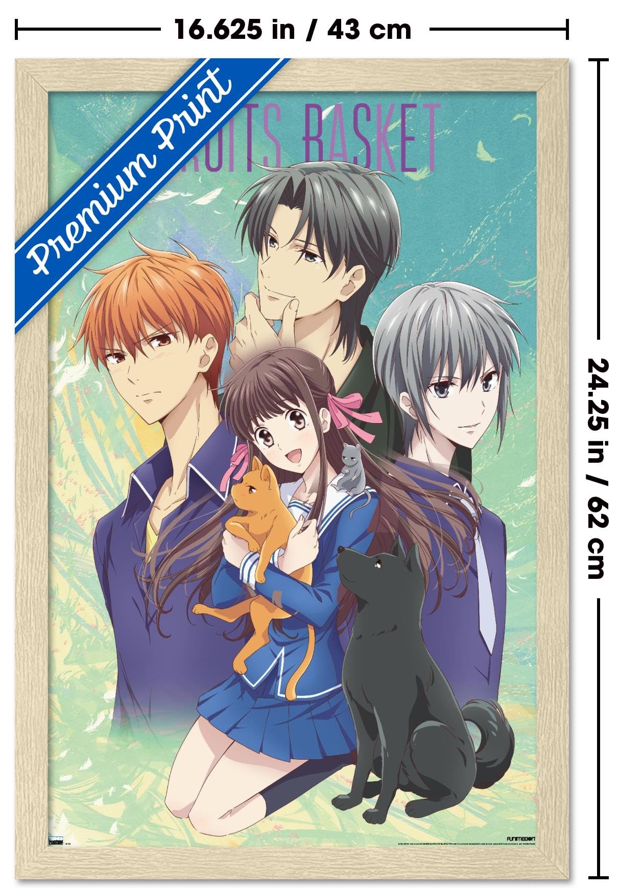Fruits Basket - Art Work Wall Poster, 22.4L" x 14.7W", Blonde Framed Version