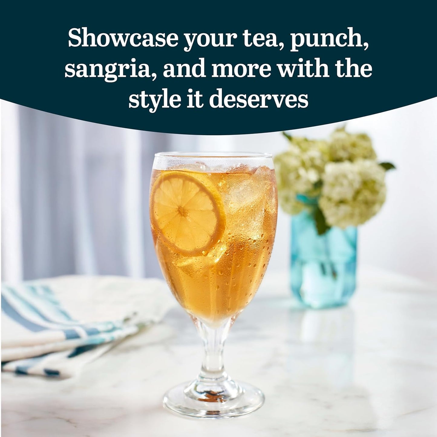 Libbey Classic Glass Goblets - Set of 12 Dishwasher Safe 16.25 Oz Drinking Glasses for Tea & Sangria