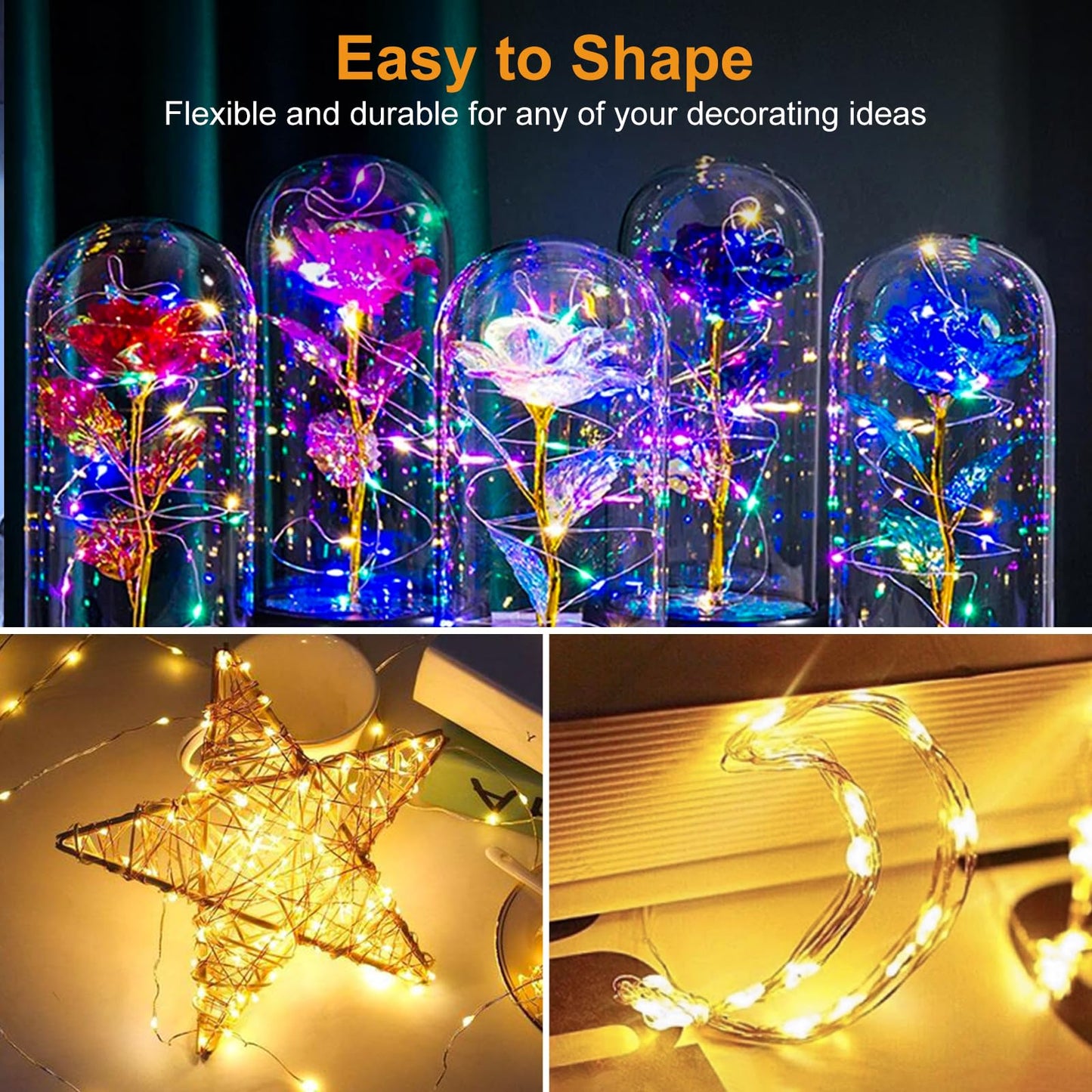 btfarm 6 Pack Fairy Lights Battery Operated [3 Modes], 7ft 20 Led Twinkle String Lights Waterproof Bulk Small Mini Sliver Wire for Christmas Mason Jars Wedding Table Centerpiece, Warm White/Colorful