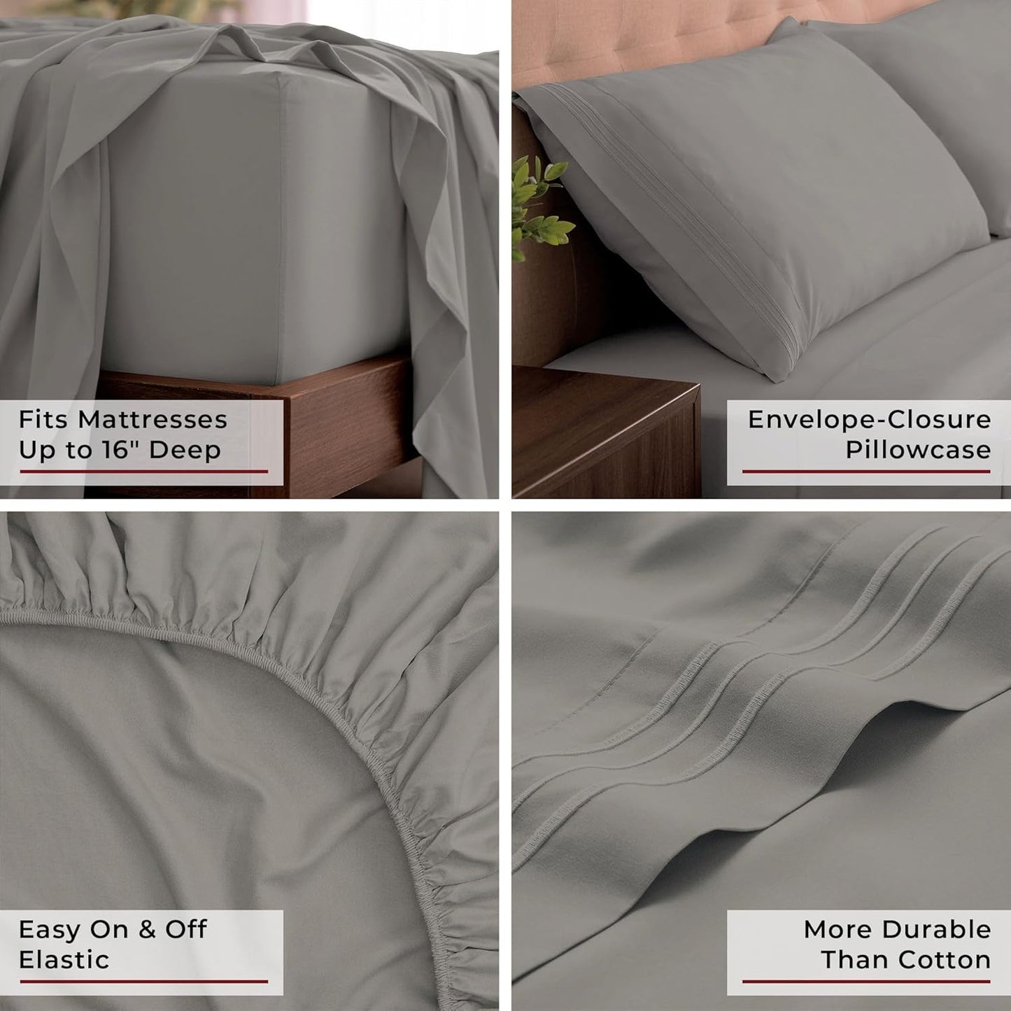Mellanni California King Sheets Set - 4 PC Luxury Bedding | Extra Soft, Cooling, Wrinkle-Resistant (Taupe)