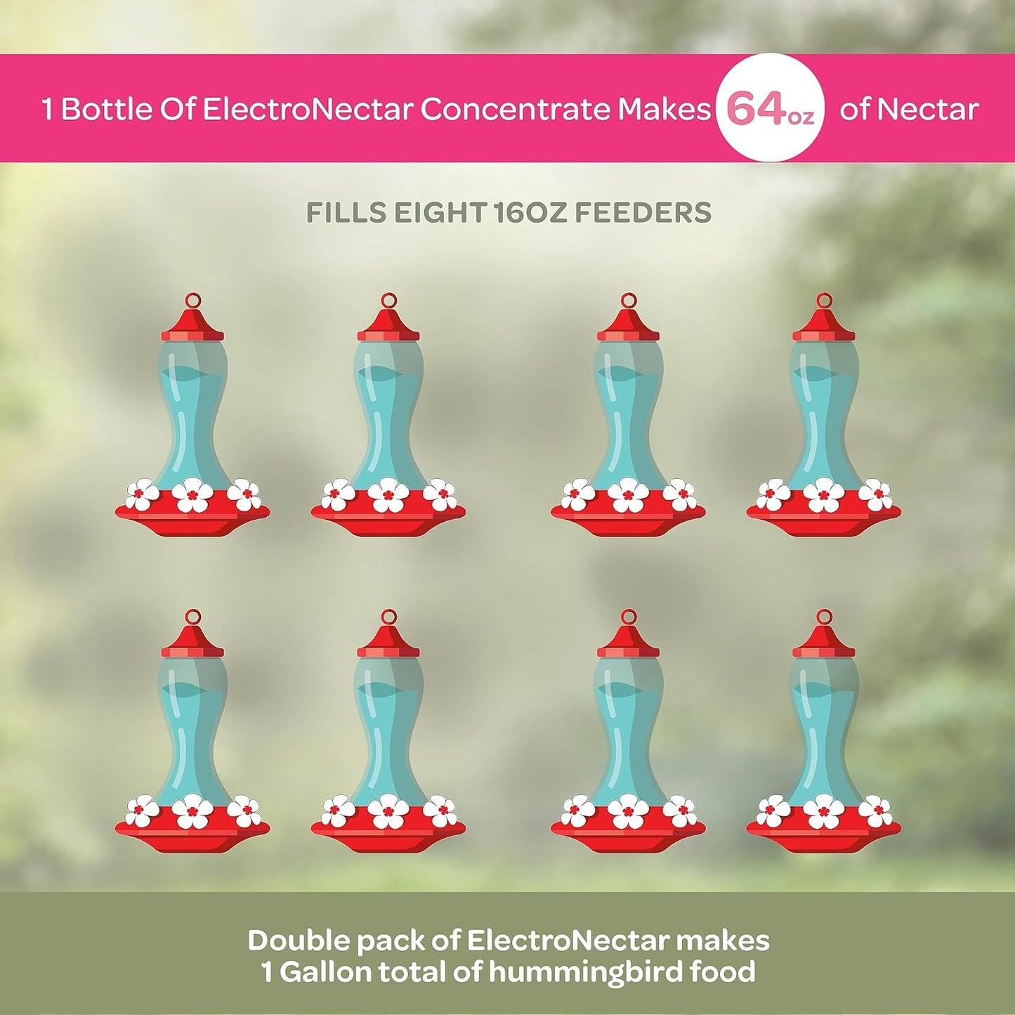 Kaytee Hummingbird ElectroNectar - 16 oz Concentrate Makes 128 oz of Nectar | Pack of 4