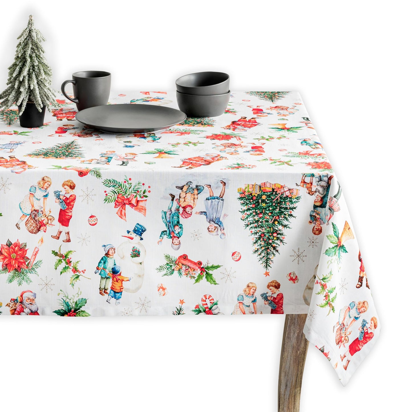 Maison d' Hermine Table Cloth Rectangle Table 100% Cotton 60 x 90 Inches Fall Tablecloth Reusable Everyday Use for Thanksgiving Christmas Decorations Dining Farmhouse Party (Chromo)