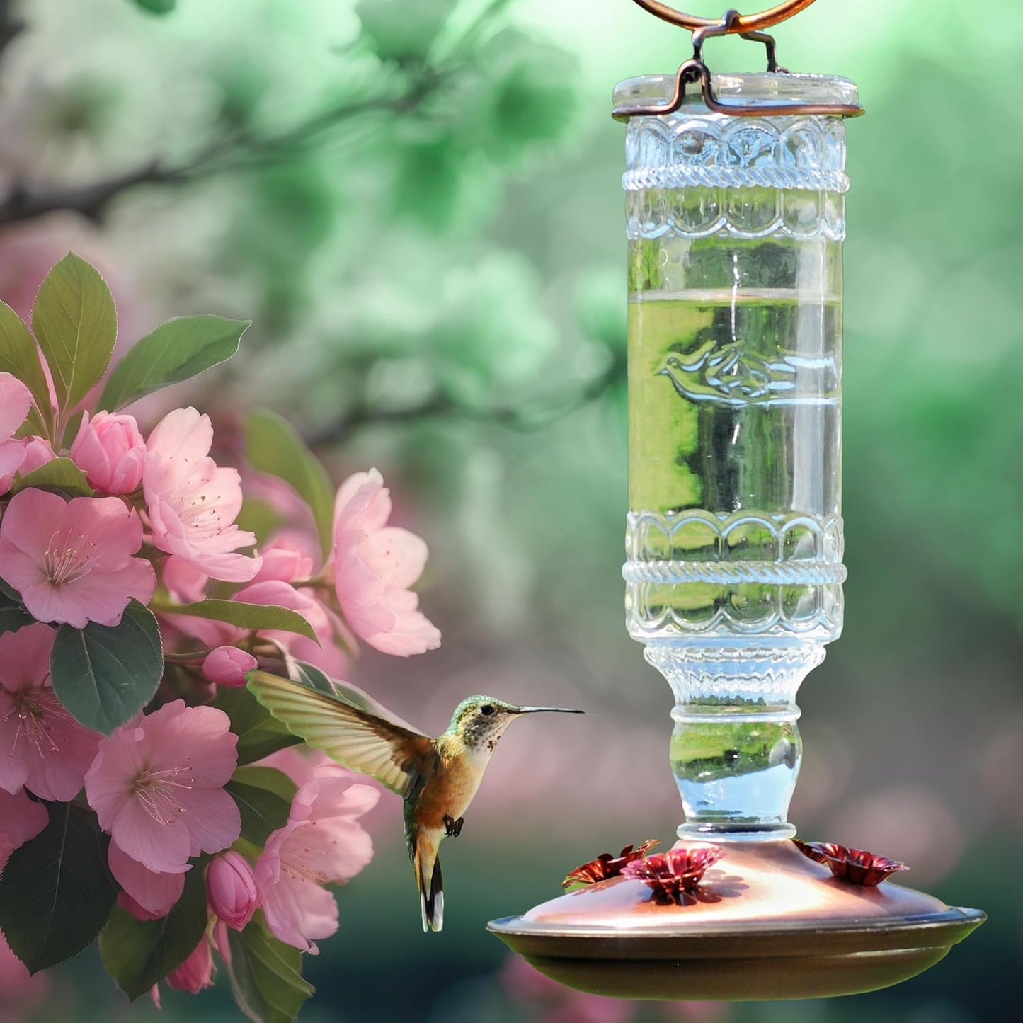 Perky-Pet Hummingbird Feeder - Antique Glass Bottle Design | 10 Fl Oz Nectar Capacity - Durable Outdoor Décor