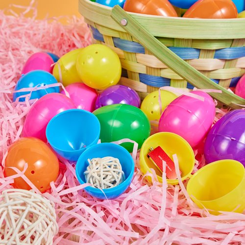 JOYIN 100 PCS 2.3" Easter Eggs, Empty Plastic Eggs Fillable Colorful Bright Eggshell Bulks for Easter Hunt, Filling Treats, Party Favor, Basket Stuffers, Classroom Prize Supplies