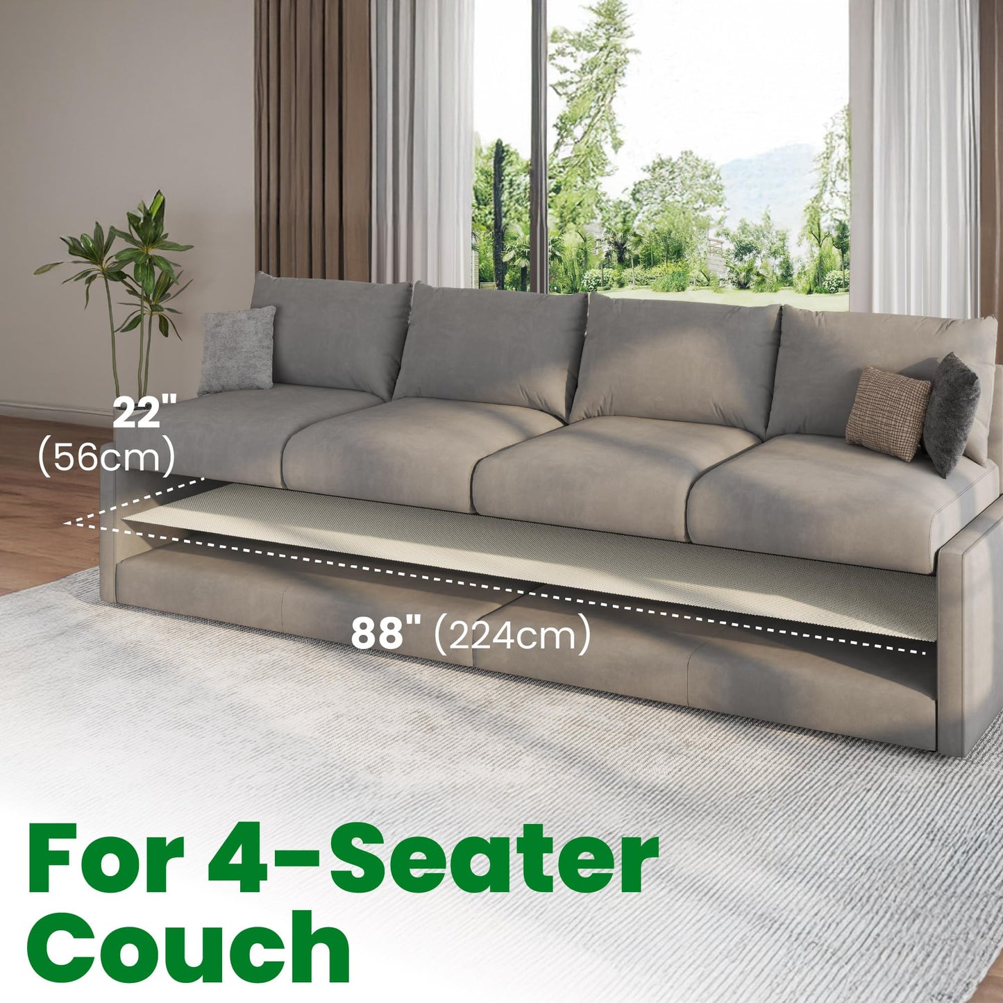 ECOHomes Couch Cushion Grip Pad, Couch Cushion Non Slip Pads Keep Sofa Cushions from Sliding - Anti Slip Sofa & Patio Grips Mattress Gripper Stopper Stop Slide & Prevent Sliding (4 Seater - 22" x 88")