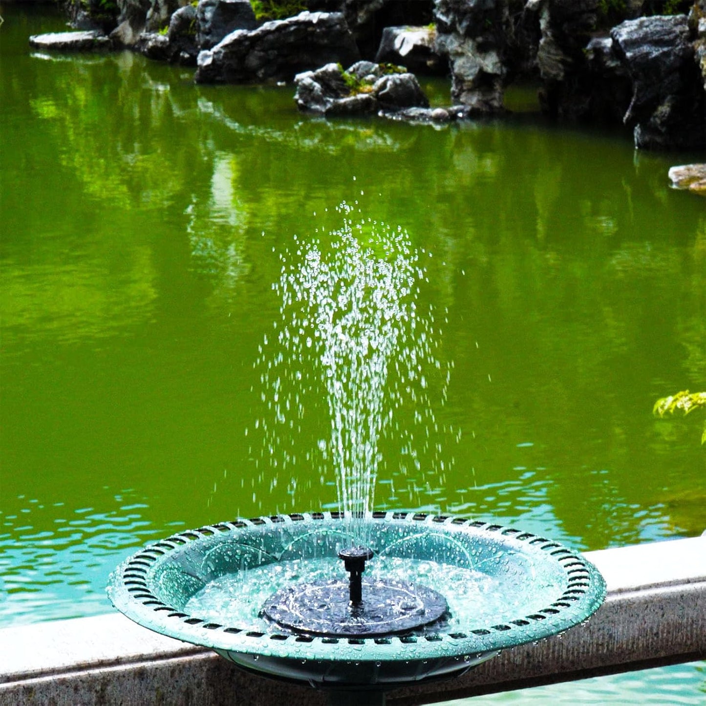 Skiennix Solar Fountain - 1.5W Floating Bird Bath Pump with 6 Nozzles | Ideal for Garden & Pond
