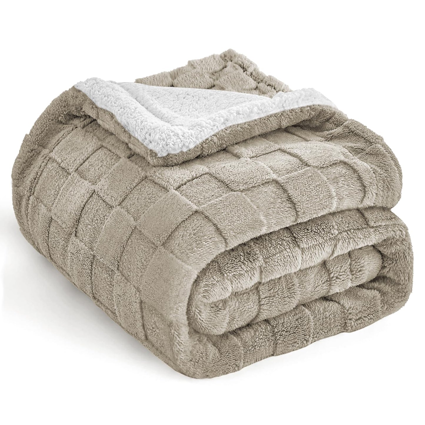 IVAPUPU Fleece Blanket Checkered Throw Blanket for Women Men Mom, Room Home Dorm Decor, Light Brown for Couch Cute Soft Cozy Throw 50x60 Inches