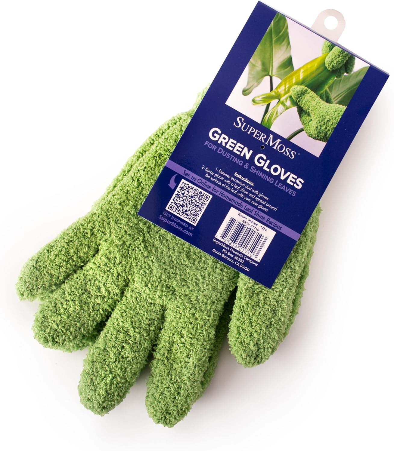 SuperMoss Microfiber Dusting Gloves - Gentle Leaf Shine & Cleaner for Houseplants | Reusable Green Mitts
