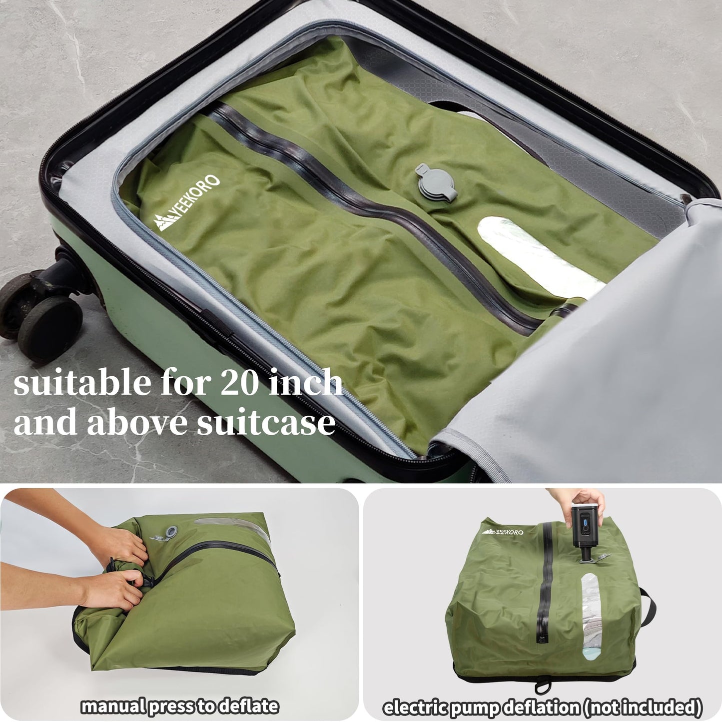 YEEKORO Vacuum Bags for Travel, Professional IP67 Reusable Vacuum Compression Bags for Travel Suitcases and Backpack, Durable Space Saver Bag (1 PACK, No Pump)