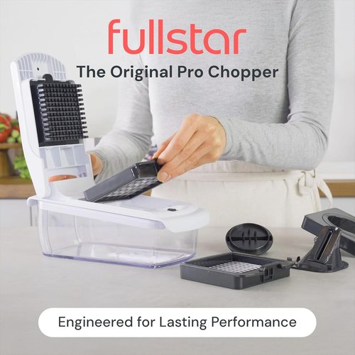Fullstar Vegetable Chopper - 4-in-1 Pro Chopper & Spiralizer with Container | Essential Kitchen Gadget (White)