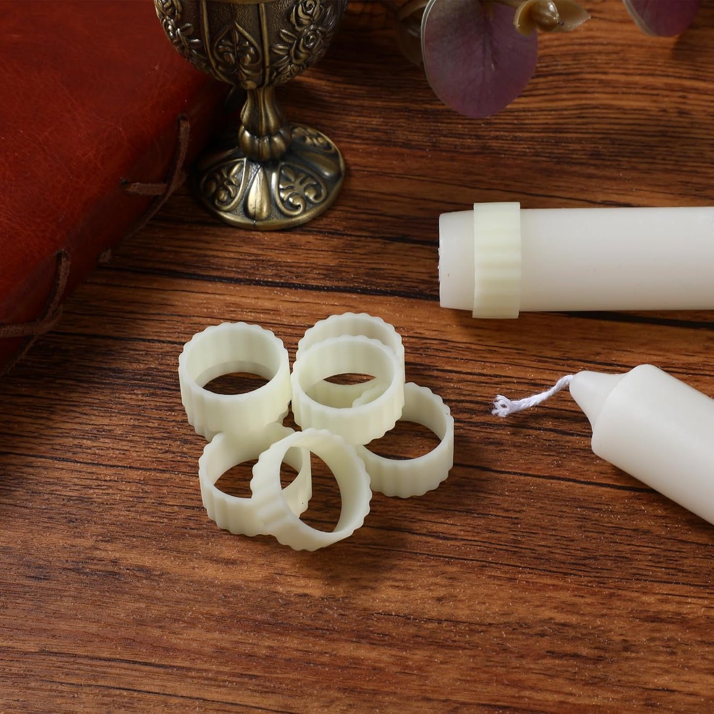 Skiennix Silicone Taper Candle Grippers - 8PCS Candle Hugger Holders for Weddings & Home Decor