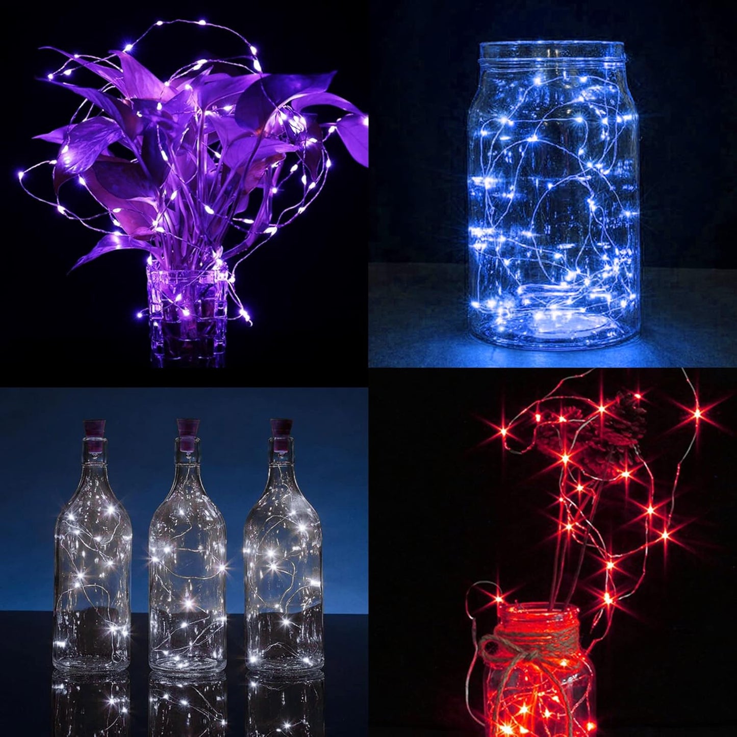 Waterglide 12 Pack Mini String Lights - 20 LED Battery Operated Fairy Lights | 7 ft Waterproof Silver Wire for DIY Decor