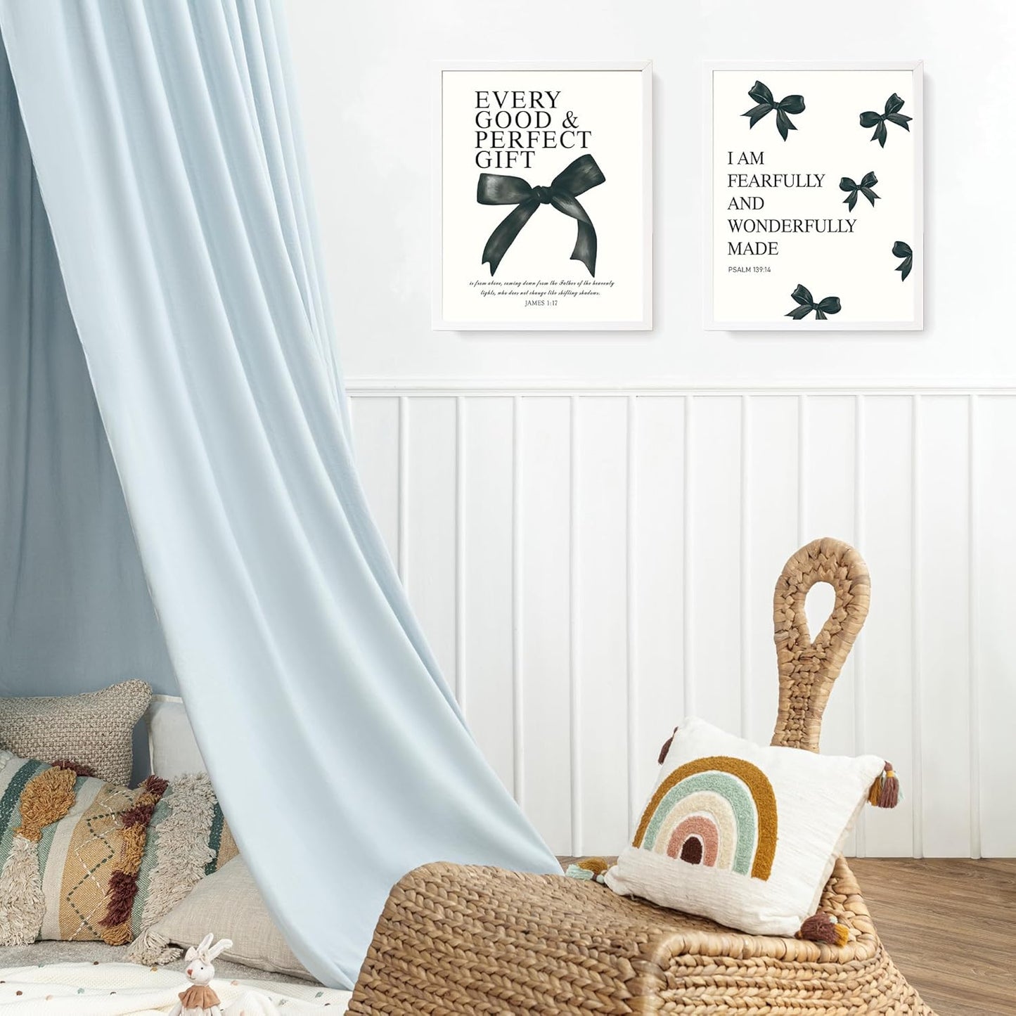 LARTSFRO Coquette Black Bow Wall Art Decor - Inspirational Bible Verses | 12x16 Inch Set of 4 Unframed Prints