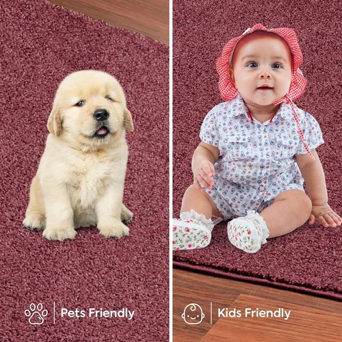 Bright House Solid Color Area Rugs Cranberry - 27'' x 54'' Half Round, Indoor, Stain & Fade Resistant, Perfect for Living Room, Bedroom, Dining Room, Entryway, Doorway, Wedding, Made in USA