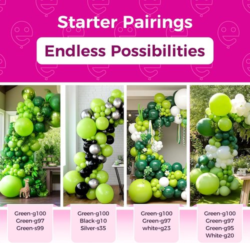 Bezente Lime Green Latex Balloons - 100 Pack 12-Inch Round Helium Balloons for Parties & Events