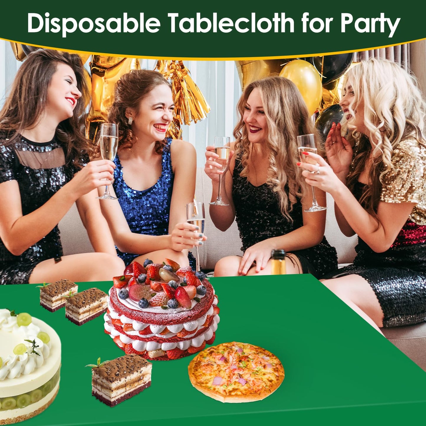Xnluothsk Green 5 Pack 54 x 108 Inch Plastic Tablecloth Disposable Tablecloth for Rectangle Table, Party Plastic Table Cloth