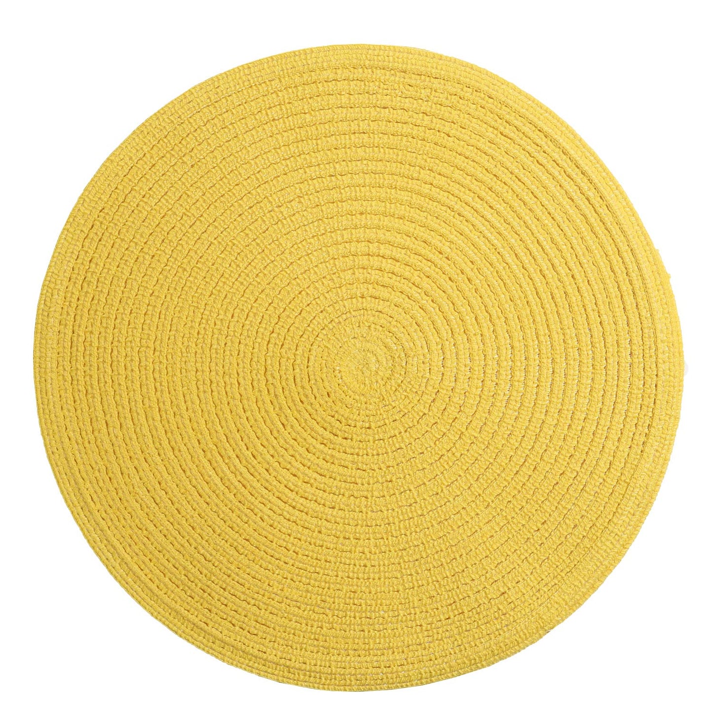 SHACOS Round Braided Placemats Set of 8 Washable Table Mats 15 inch Round Placemat Cotton Polyester Circle Placemat for Dining Table (Yellow, 8)
