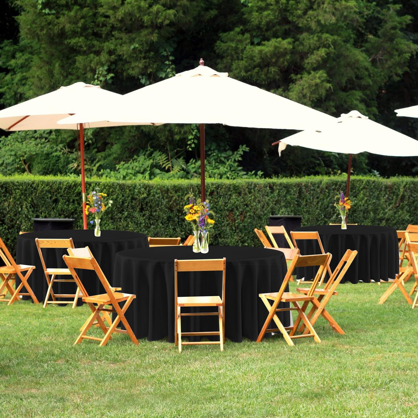sancua Black Round Tablecloth 108 Inch Diameter, 6 Pack - Circle Polyester Fabric Table Cloth for Wedding Party Reception Banquet Birthday, Washable Formal Table Cover (Fit 42-96 Inch Tables)