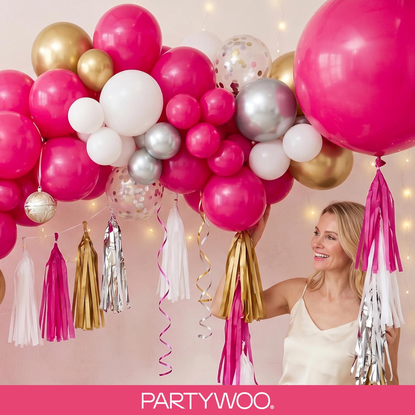 PartyWoo Hot Pink Balloons 152 pcs Different Sizes of 18 12 10 5 Inch Magenta Fuchsia Balloon Arch Kit Garland for Baby Shower Wedding Bridal Shower Anniversary Birthday Party Decorations Pink-Y12