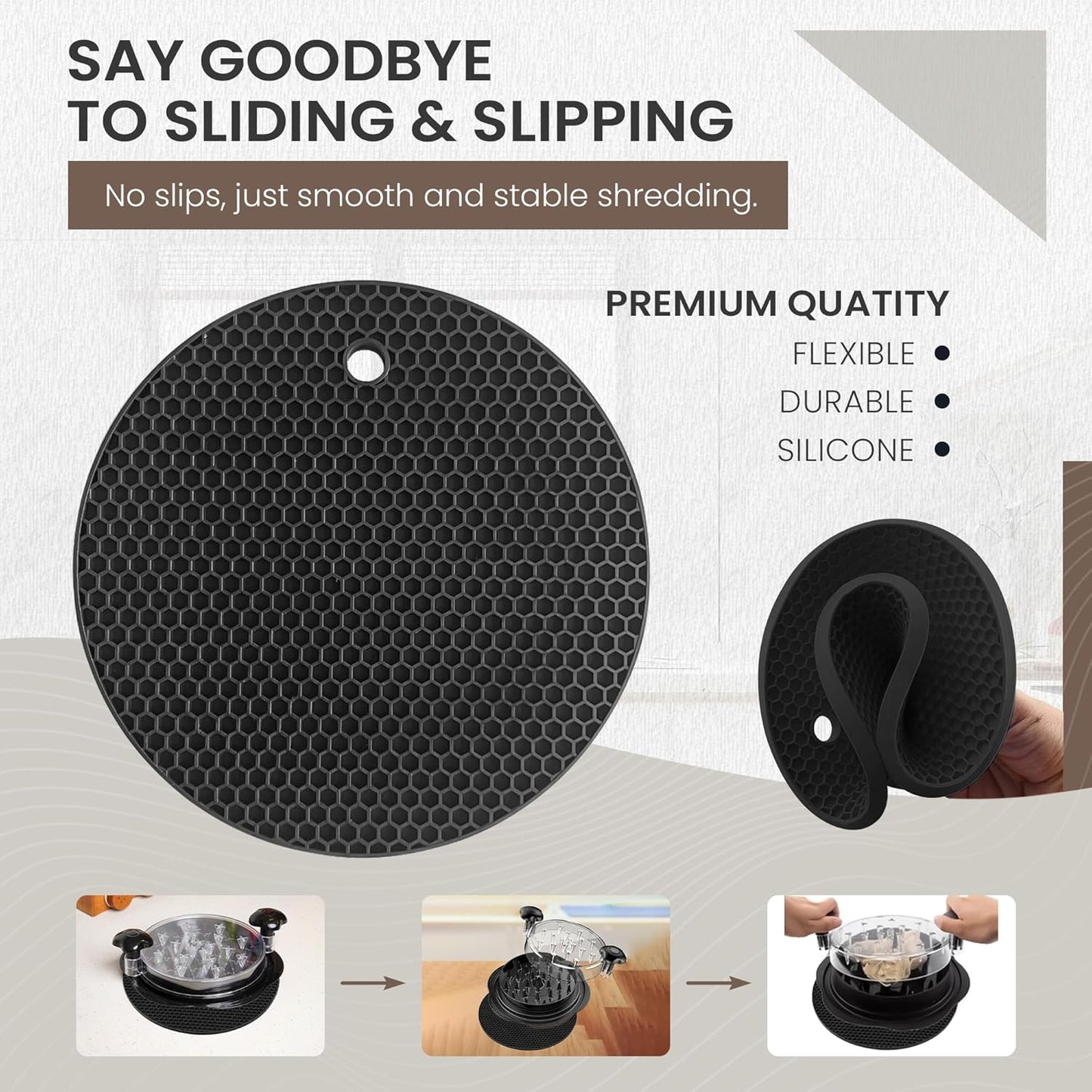 Prepmate Chicken Shredder Tool - Heavy Duty Meat Shredder with Anti-Slip Mat & Tongs | BPA Free, Dishwasher Safe
