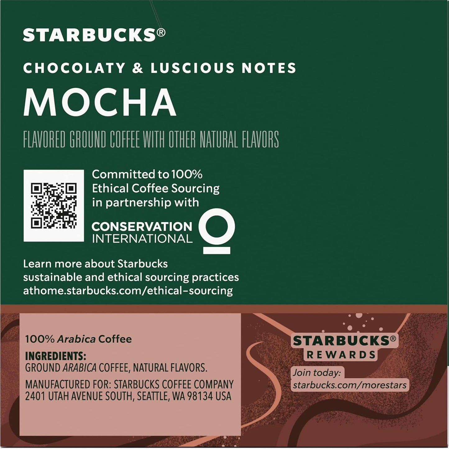 Starbucks K-Cup Mocha Coffee Pods - Rich Chocolate Flavor | Convenient Pack of 2
