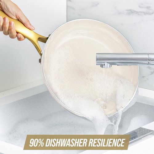Blue Diamond 12" Nonstick Frying Pan - Diamond Infused Ceramic, PFAS & PTFE-Free, Dishwasher Safe, Induction Ready, White