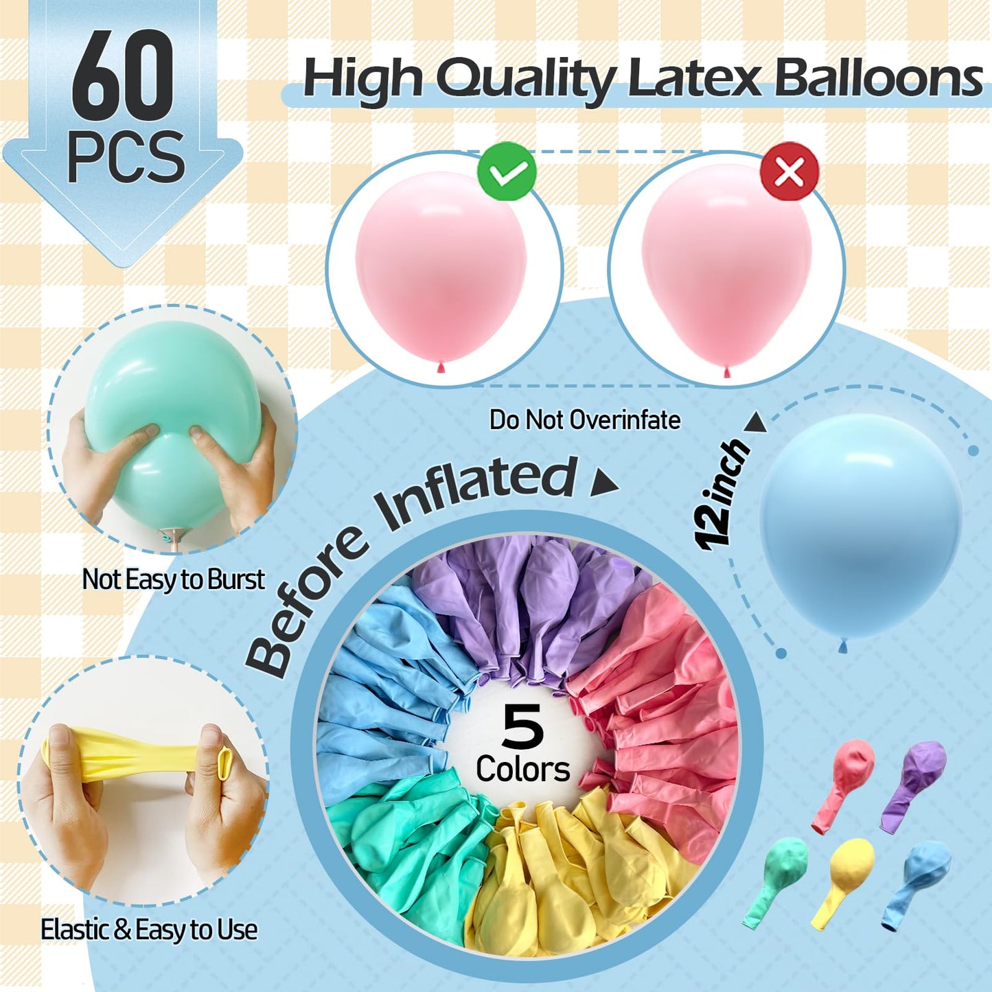 110pcs Balloons Arch Kit 12 Inch Metallic Chrome Gold Balloon Garland for Wedding Birthday Anniversary Graduation Baby Shower Party Decorations (Pastel Rainbow, 12 inch)