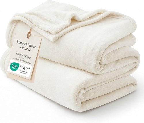 Bedsure GentleSoft Fleece Bed Blanket - Soft, Lightweight Plush Cozy Luxury in Cream | 84x90 Inches