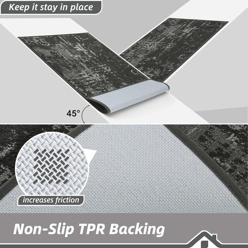 BEQHAUSE Dirt Trapper Door Mat - Non-Slip, Washable Entryway Rug | 20" x 32", Dark Grey, Stain Resistant