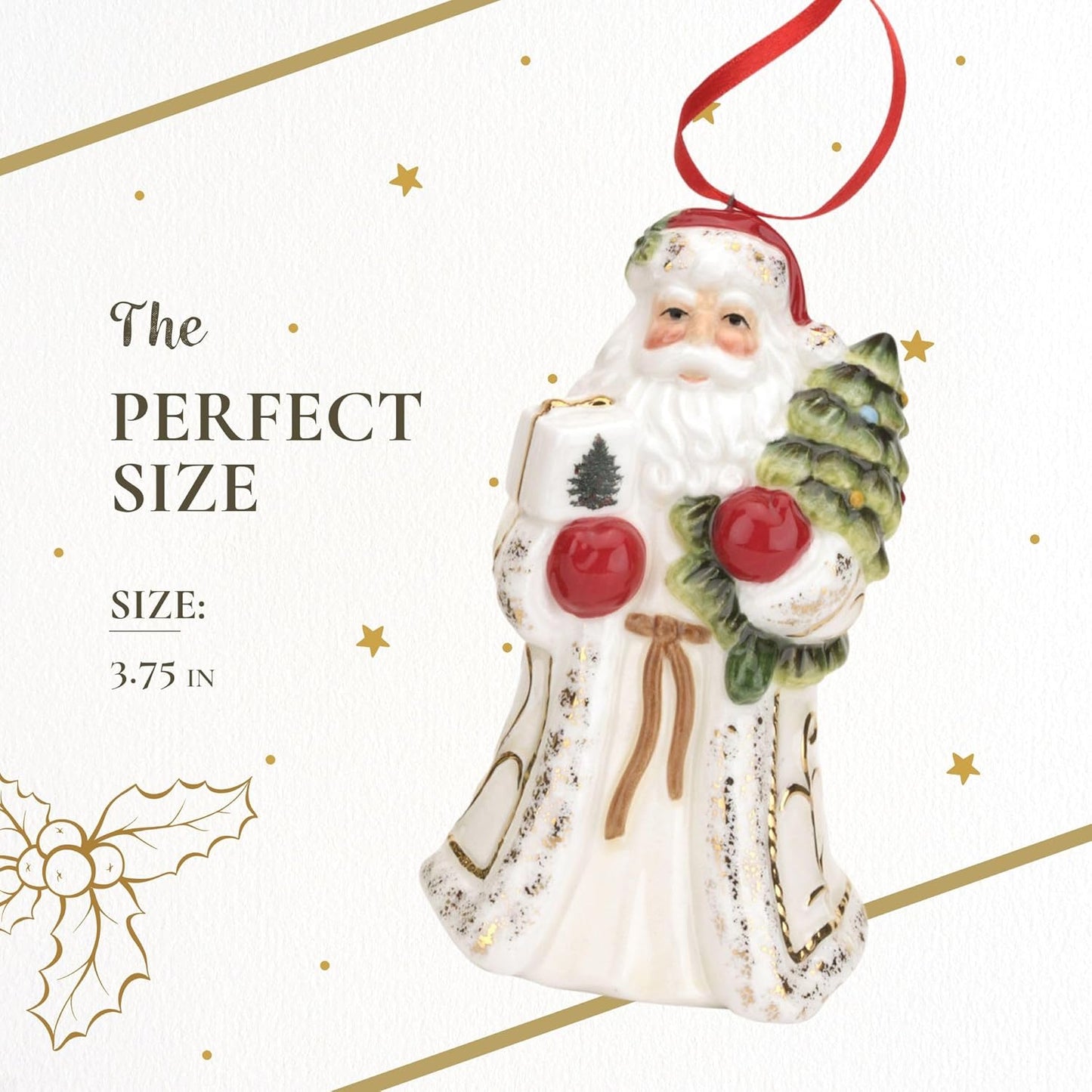 Spode Christmas Tree Santa Ornament - Elegant Holiday Decoration & Keepsake Gift
