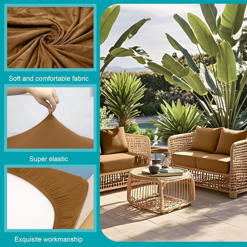BIETYONE Outdoor Couch Cushion Covers - 12Pcs Washable & Reusable Furniture Protectors | Camel Color