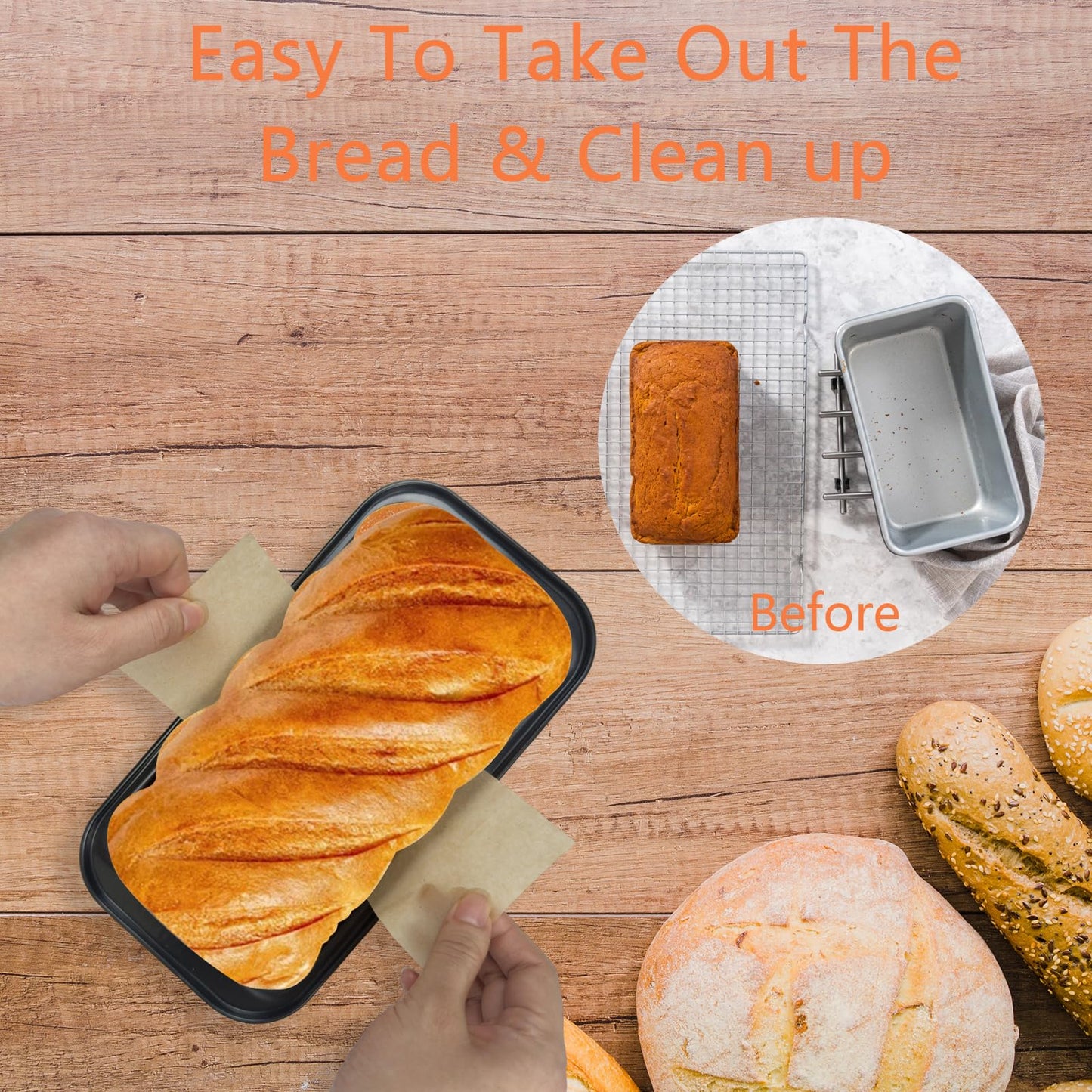 QTRQTR 100 Pcs Parchment Paper Loaf Pan Liners for Baking Bread 9x5 in Loaf Pan Parchment Liners Disposable Non-Stick Bread Pan Liners Loaf Liners for Baking Toast Bread