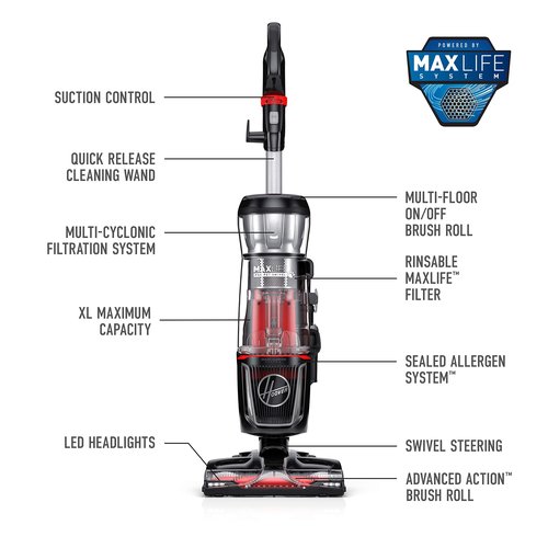 Hoover MaxLife Pro Pet Swivel Vacuum Cleaner, Bagless Upright Vac, HEPA Media Filtration, for Carpet and Hard Floors, WindTunnel Technology, Corded Vacuum Cleaners for Home Use