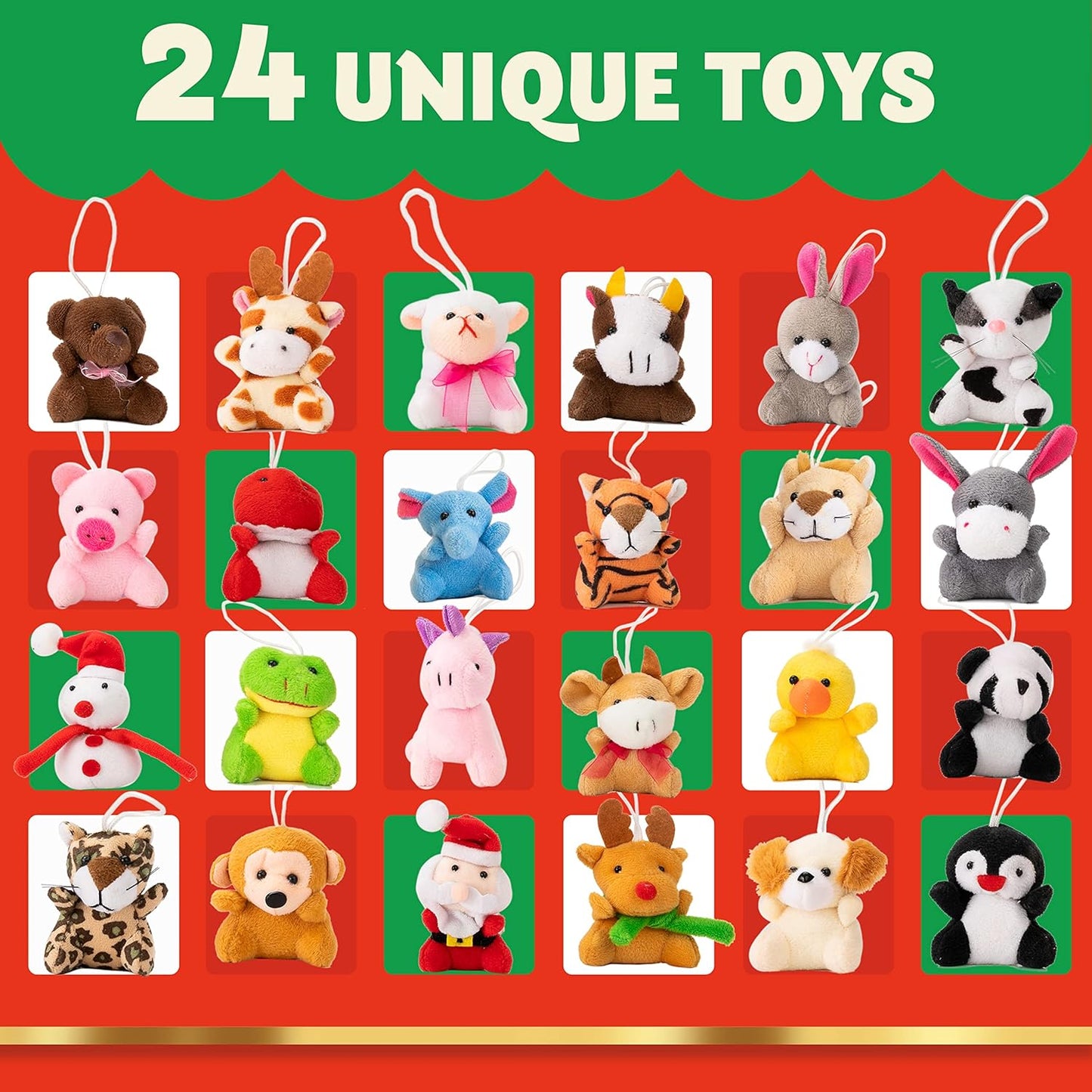 JOYIN Christmas Advent Calendar - 24 Mini Animal Plush Toys for Kids | Countdown to Christmas Fun