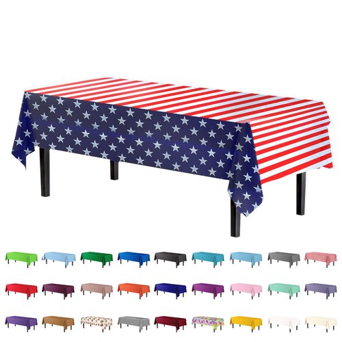 Exquisite 12-Pack Premium Plastic Tablecloth 54in. x 108in. Rectangle - Holiday Design