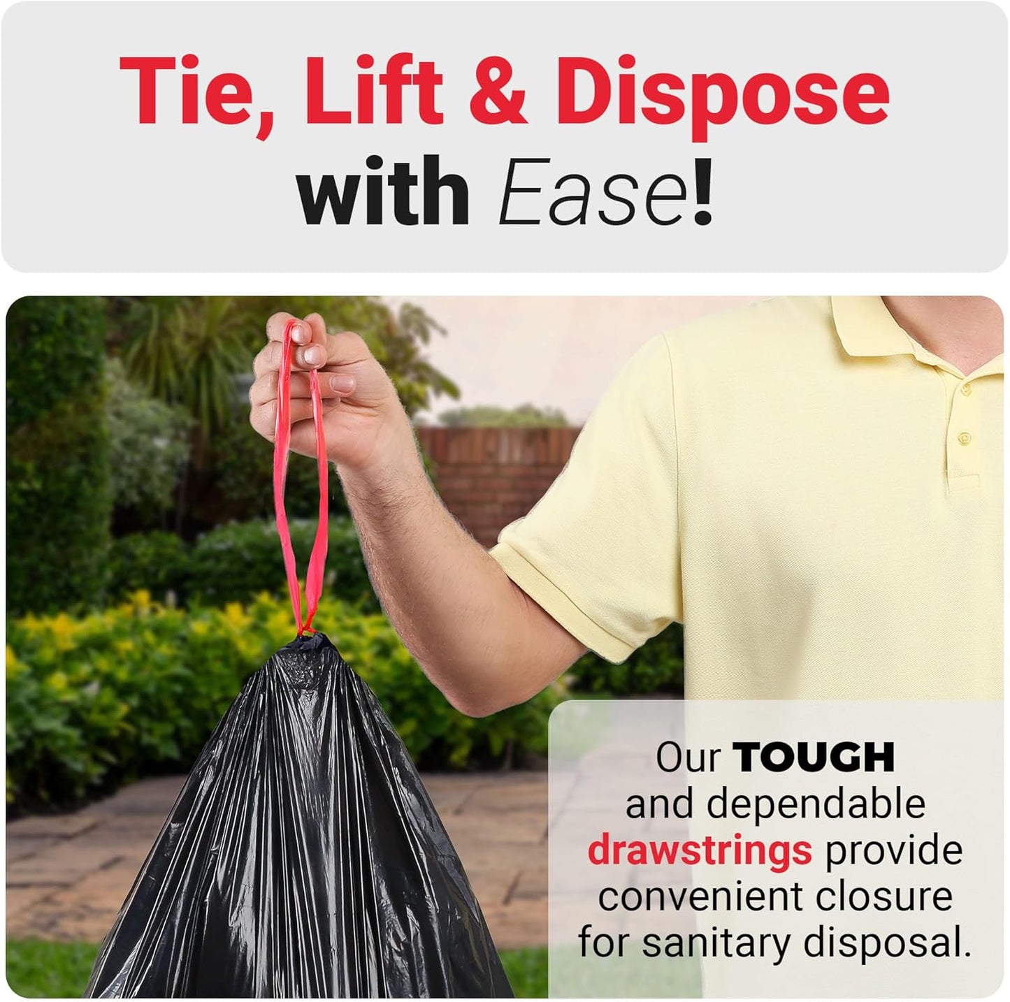 Reli. Heavy-Duty 30 Gallon Trash Bags with Drawstring - 150 Count | Black Garbage Bags