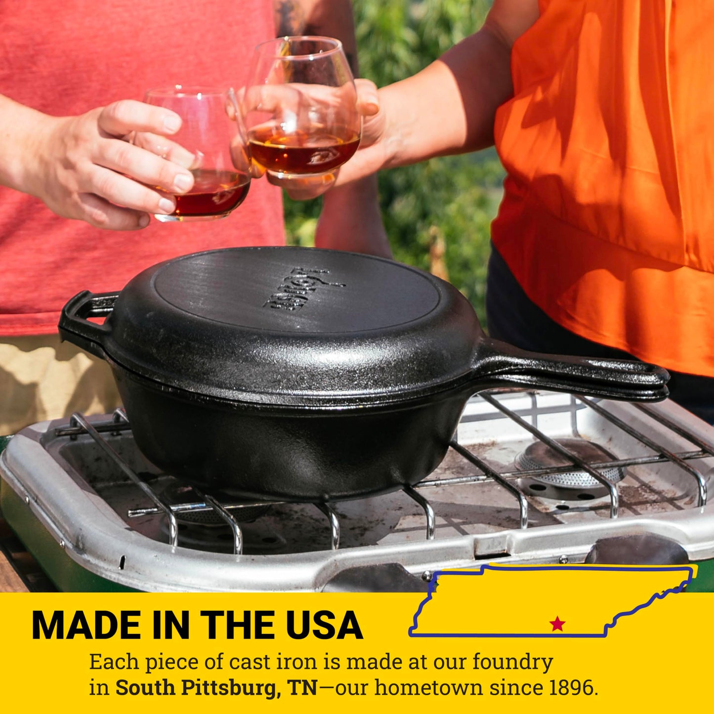 Lodge Cast Iron Combo Cooker - PFAS-Free 2-in-1 3.2 Quart Deep Pot and 10.25 Inch Skillet Set - Dutch Oven with Skillet Lid for Sourdough, Frying, and Camping - Made in the USA