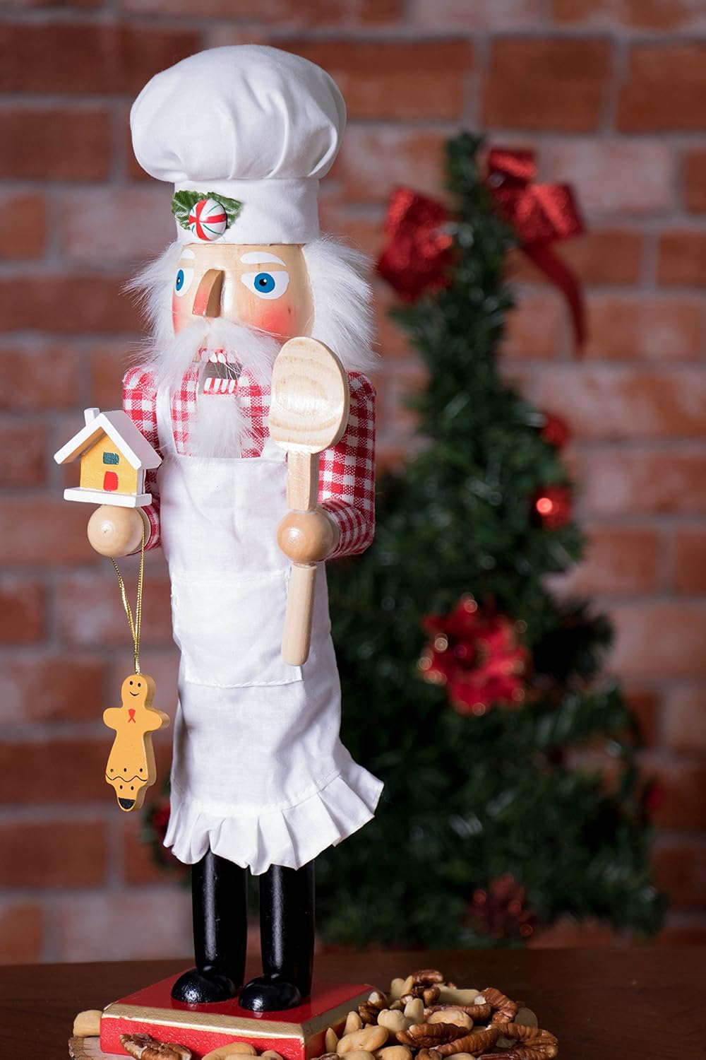Chef Santa 15-Inch Wooden Nutcracker - Festive Christmas Décor for Shelves & Tables
