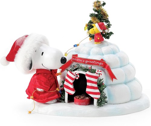 Department 56 Possible Dreams Snoopy & Woodstock Puffer Igloo Figurine - 7 Inch, Multicolor