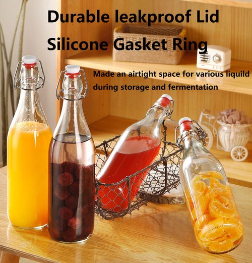 1 Pack Flip Top Glass Bottle 32 oz,Swing Top Glass Bottles 32 oz,kombucha bottles with Stoppers for Home Brewing,2nd Fermentation,Kefir,Vanilla Extract,Juice,Tea,Beverages,Soda,Oils,Vinegar