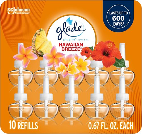 Glade PlugIns Refills Air Freshener - Hawaiian Breeze Scented Essential Oils, 10 Count, 6.7 Fl Oz