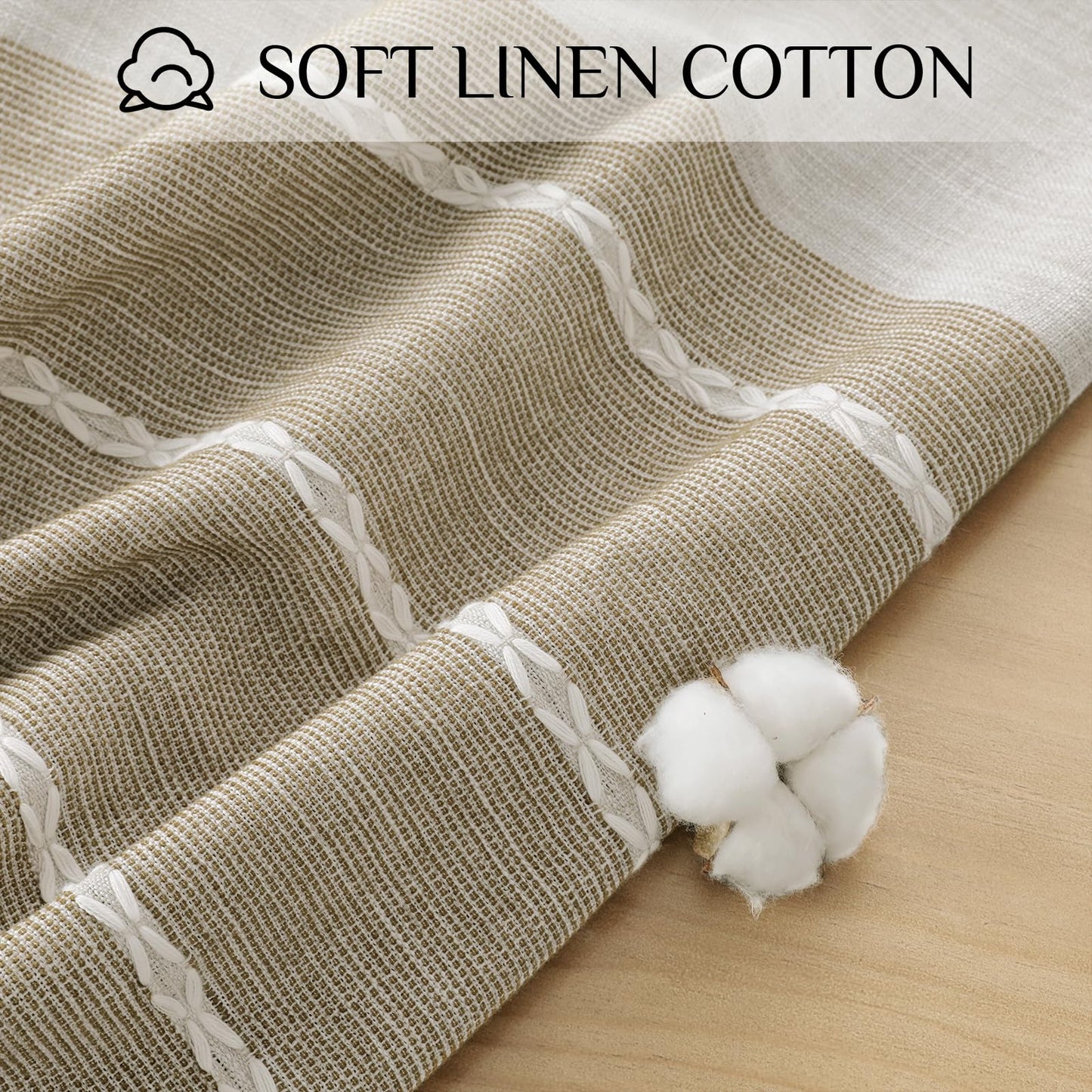 Softalker Outdoor Tablecloth Rectangle, Waterproof Linen Cotton Farmhouse Table Cloths with Tassel, Heavy Weight Wrinkle Free Boho Table Cover for Picnic Camping Dining - 55 x 70 Inch, Coffee Lines