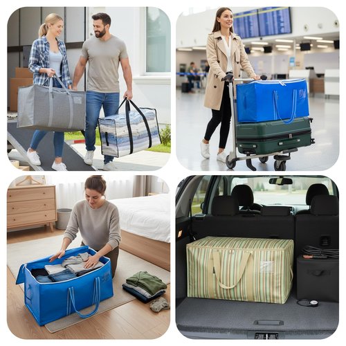 BALEINE 6-Pack Oversized Moving Bags with Reinforced Handles, Heavy-Duty Storage Tote for Clothes, Moving Supplies (Royal Blue, 6-Pack)