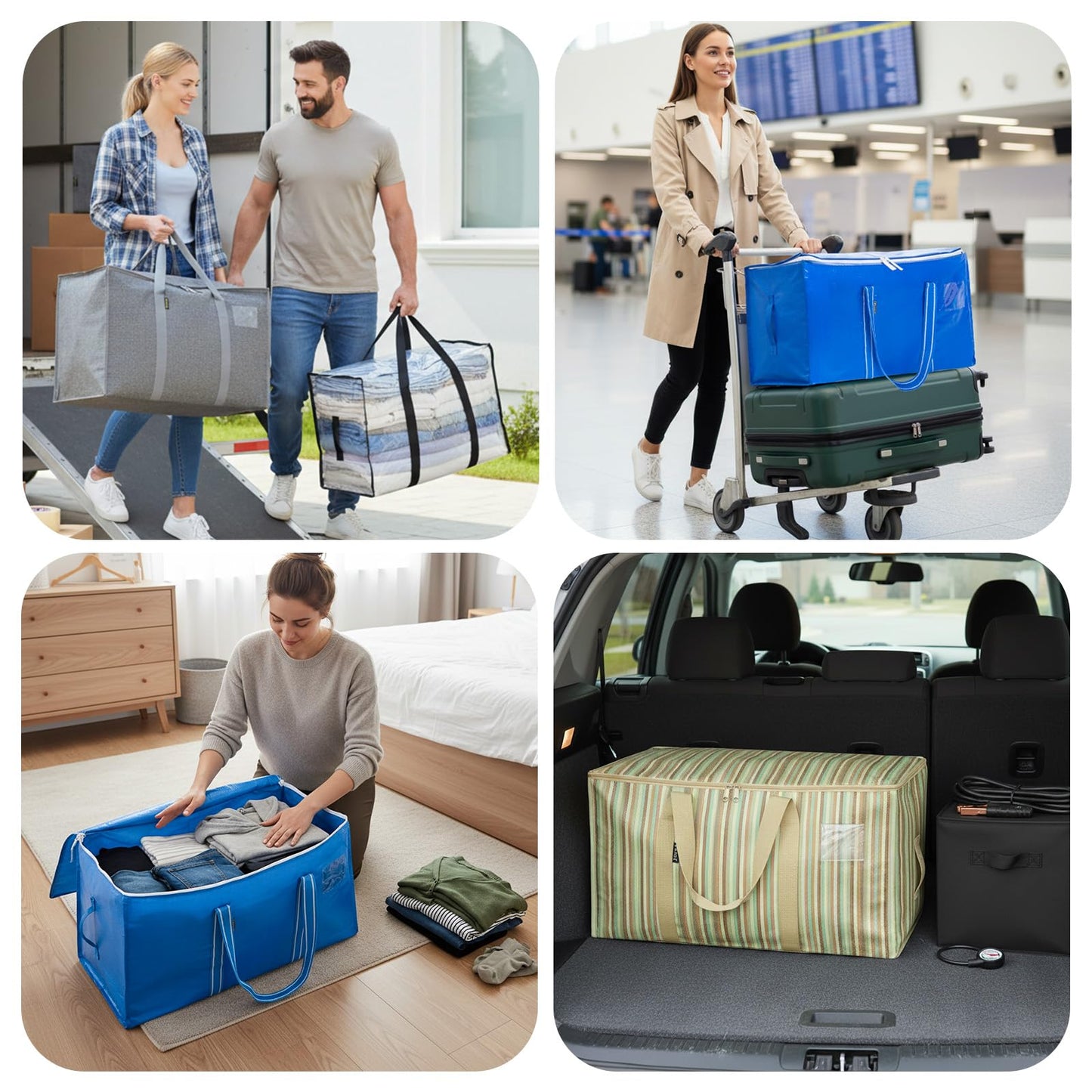 BALEINE 2-Pack Oversized Moving Bags with Reinforced Handles, Heavy-Duty Storage Tote for Clothes, Moving Supplies (Royal Blue, 2-Pack)